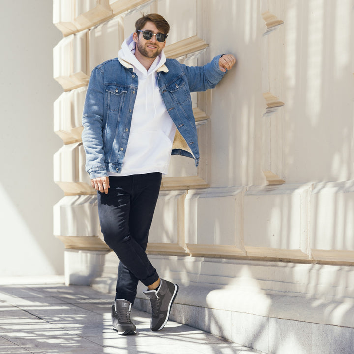 Męskie zimowe buty ocieplane – Treningowe buty wysokie z antypoślizgową podeszwą do chodzenia w zimnych warunkach