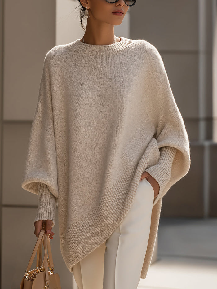 Damski Oversized Sweter Wełniany – Luźna Warstwa na Jesień i Zimę