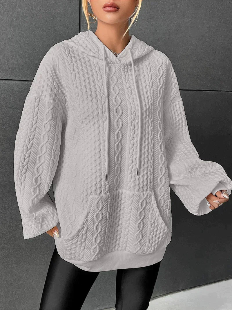 Damski Oversized Sweter z Kapturem – Wygodny, Luźny, Codzienny Hoodie na Ciepłe Dni