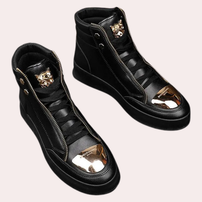 Męskie Sneakersy Wysokie z Metalowym Noskiem, Streetwearowe Trampki