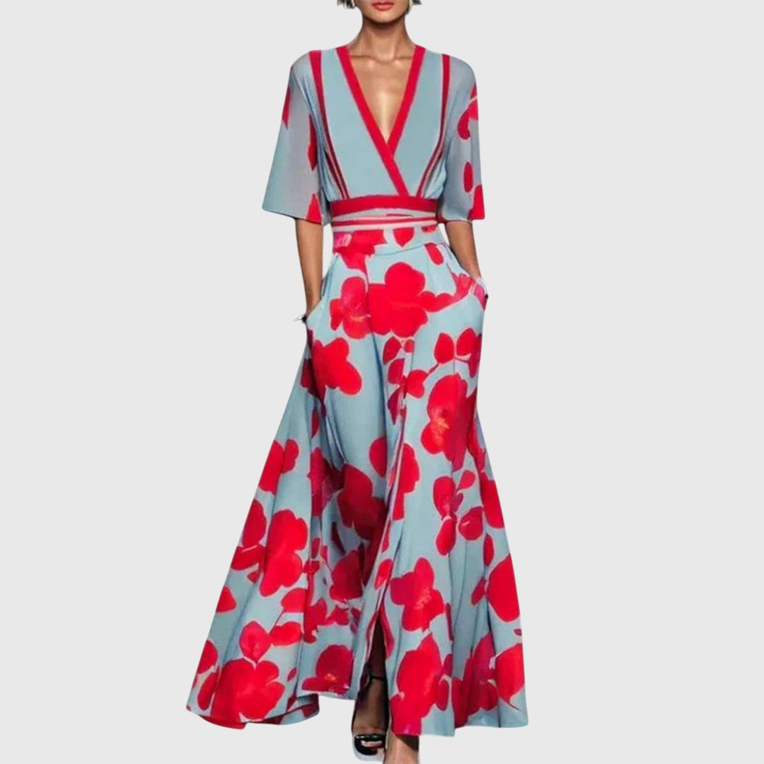 Damska Kwiatowa Sukienka Maxi z Zawiązaniem Elegancki Styl na Okazje