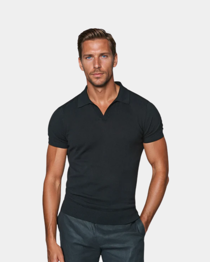 Męska koszulka polo slim fit krótki rękaw lekka oddychająca elegancka smart casual dopasowana