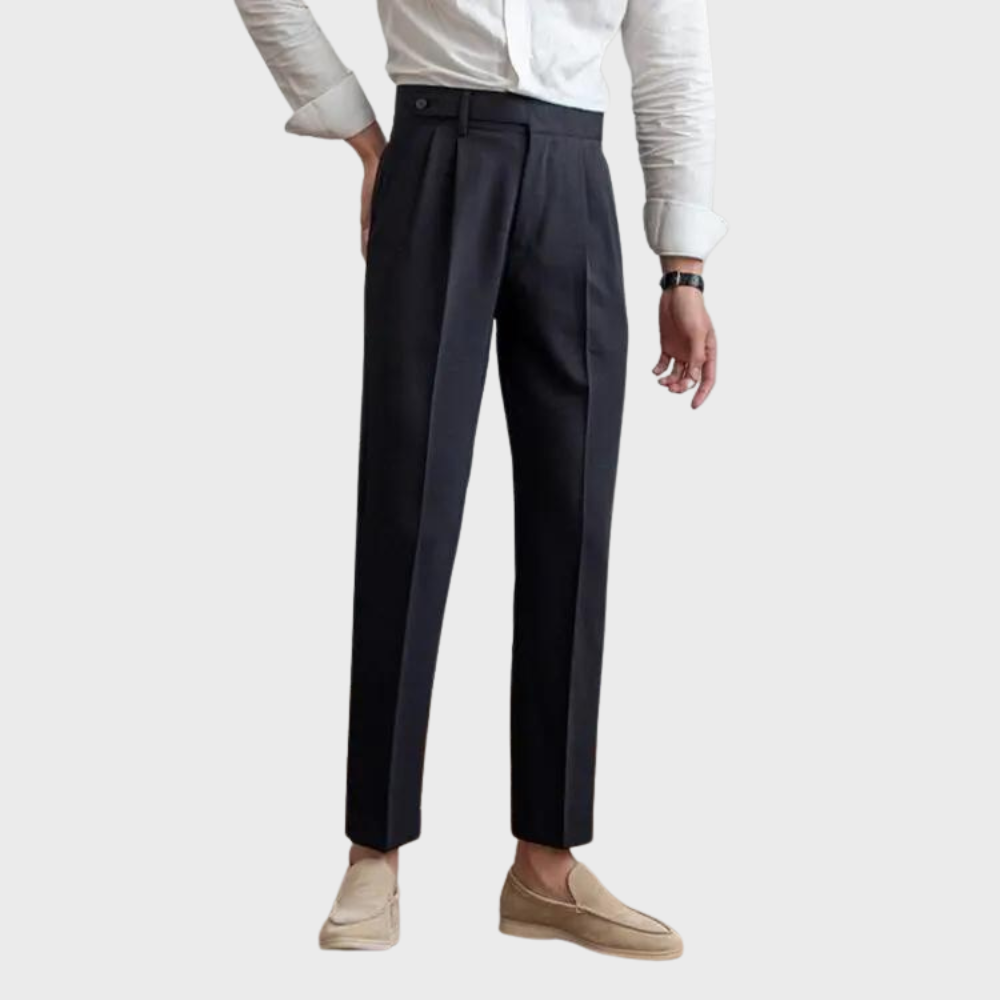 Męskie Spodnie w Stylu Tailored z Plisami, Elegancki Krój do Biura