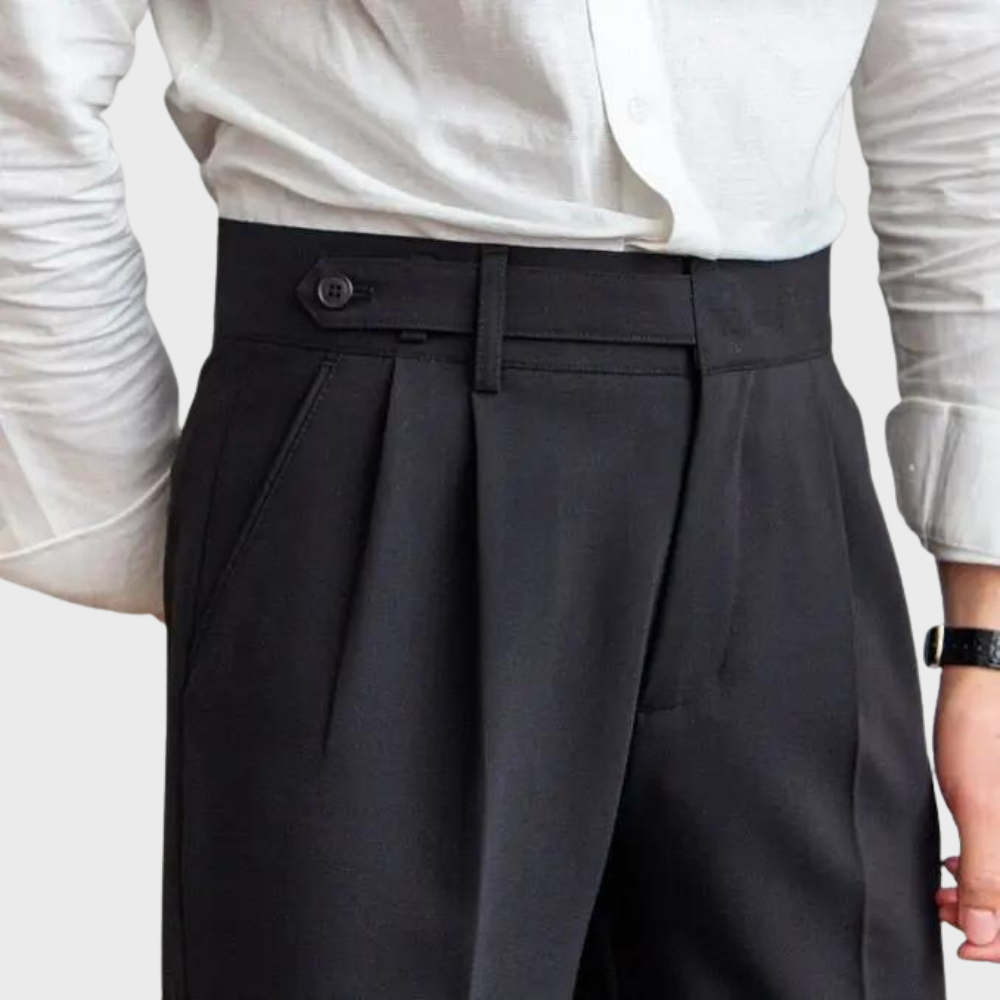 Męskie Spodnie w Stylu Tailored z Plisami, Elegancki Krój do Biura