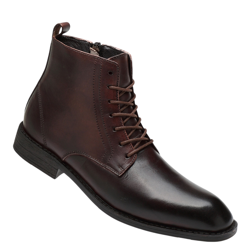 Męskie skórzane buty dziedzictwa – klasyczny model za kostkę z sznurowaniem do eleganckich i codziennych stylizacji