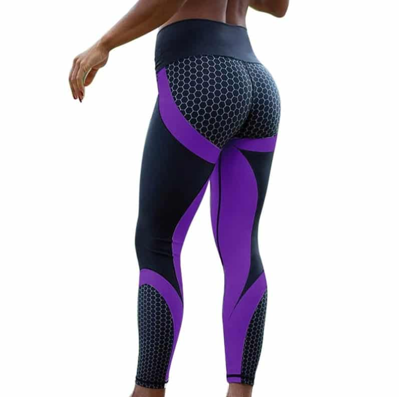 Damskie legginsy z nadrukiem, wysoki stan, idealne do ćwiczeń