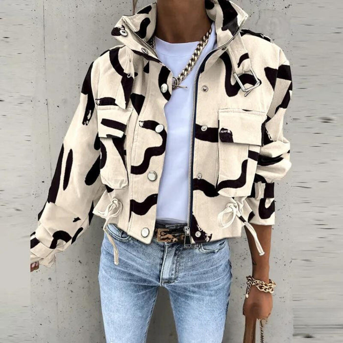 Krótkia Kurtka Bomber Damska w Stylu Miejskim Lekka Nowoczesna Codzienna Odzież Streetwear