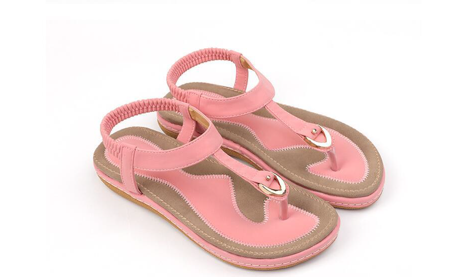Kobiece sandały T Strap z elastycznym tyłem i amortyzacją, letni komfort
