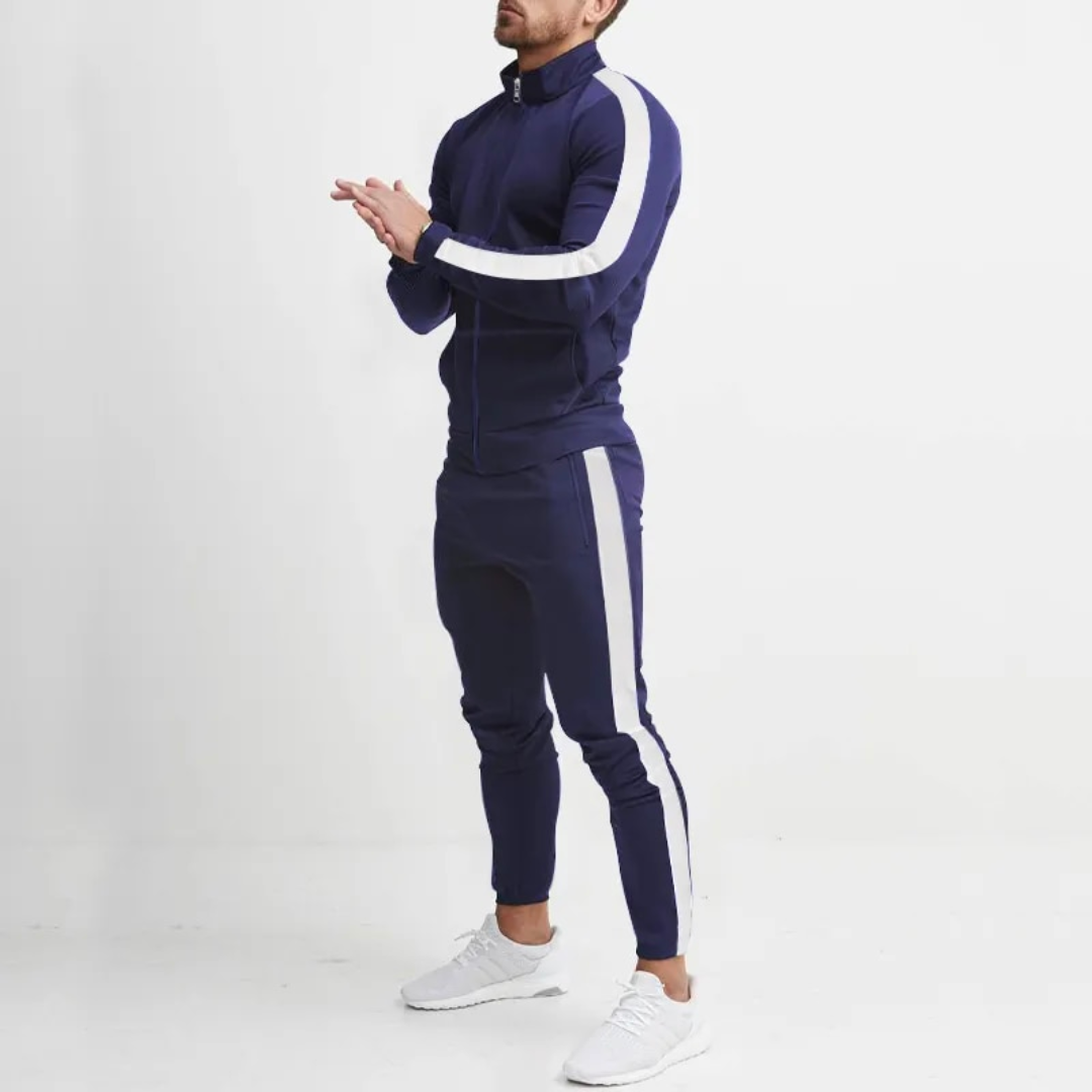 Męski zestaw dresowy Slim Fit – Gładki dres na zamek do aktywnych i codziennych dni