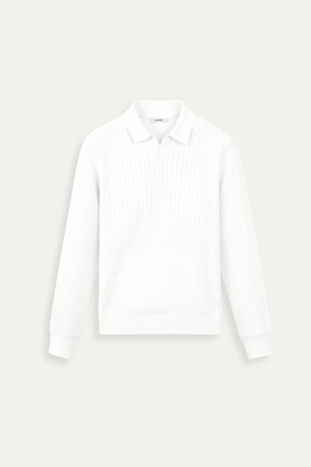 Męska koszulka polo z ribbowanej dzianiny, długi rękaw, smart casual