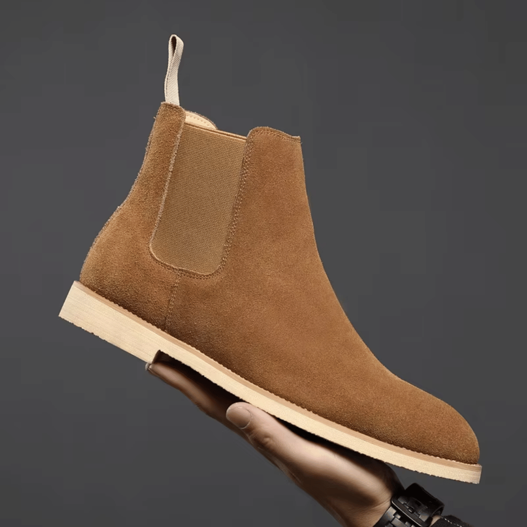 Męskie zamszowe buty klasyczne, wsuwane, w stylu ankle do codziennego i smart-casual