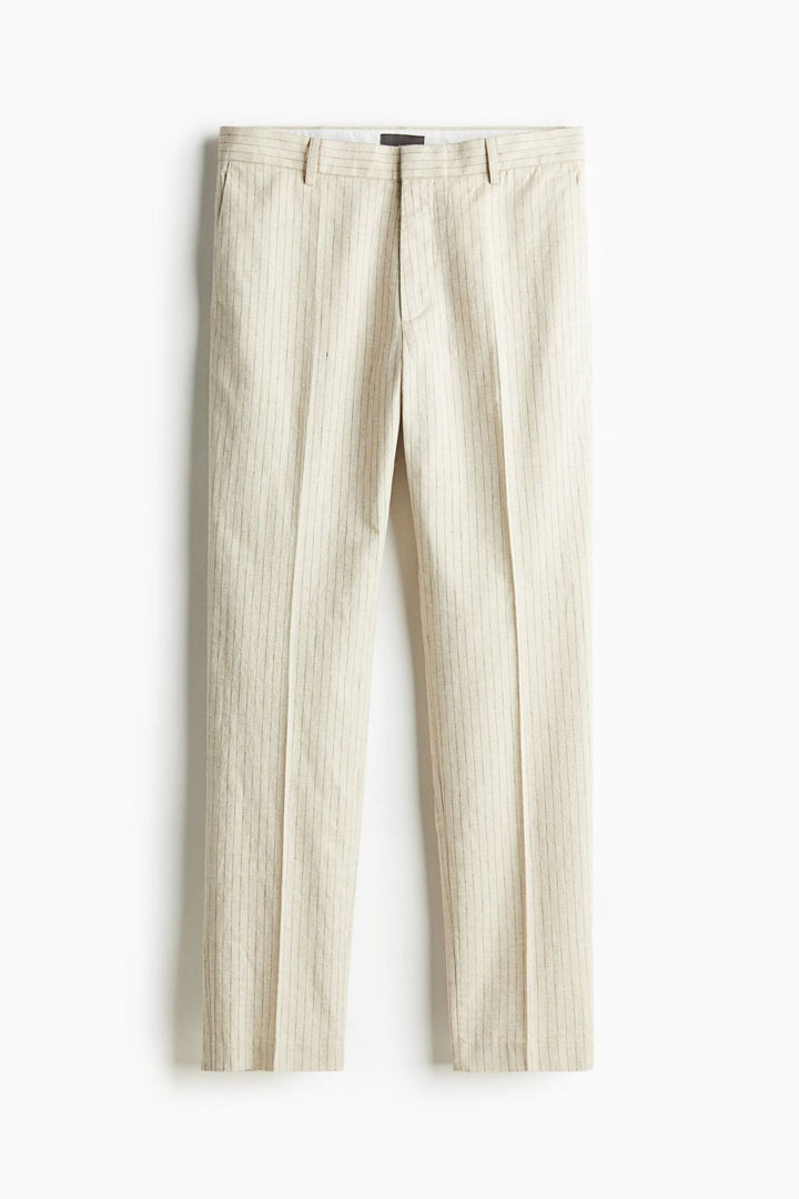 Męskie Spodnie w Paski Eleganckie Smart Casual
