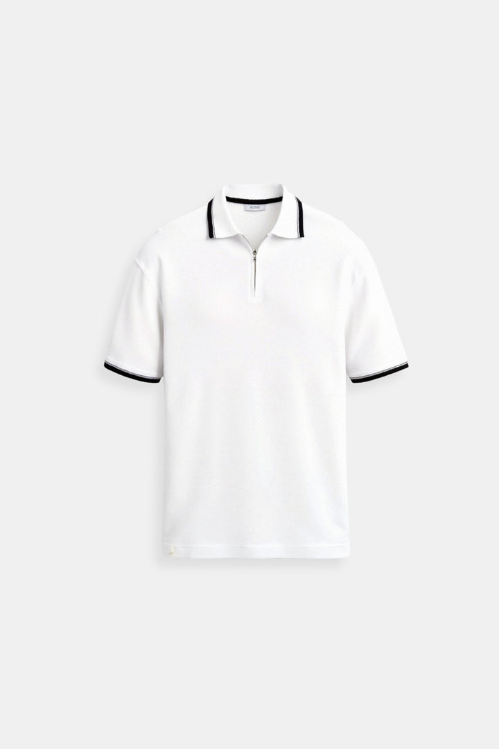 Męska koszulka polo z zamkiem, smart casual, letnia, dziana