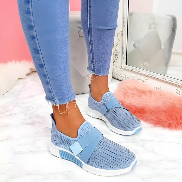 Damskie Trampki Slip-On z Dzianiny z Elastycznym Paskiem, Lekkie i Wygodne Buty