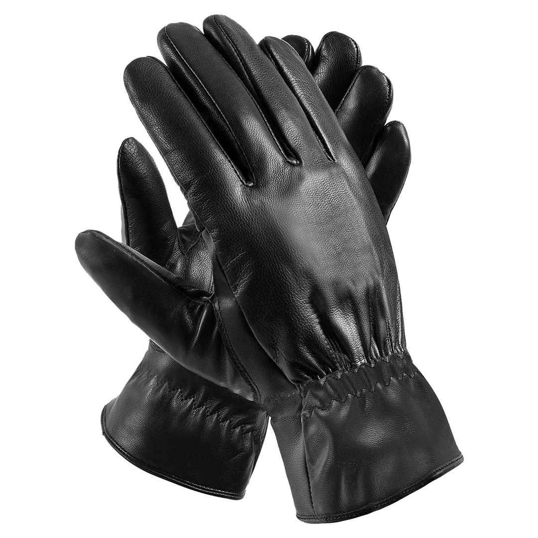 Czarne rękawiczki ze skóry ekologicznej z miękką podszewką