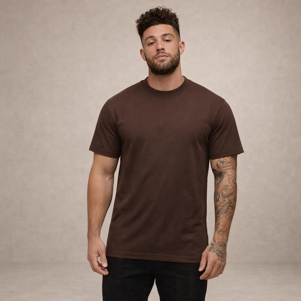 Męska koszulka bawełniana o slim fit z okrągłym dekoltem