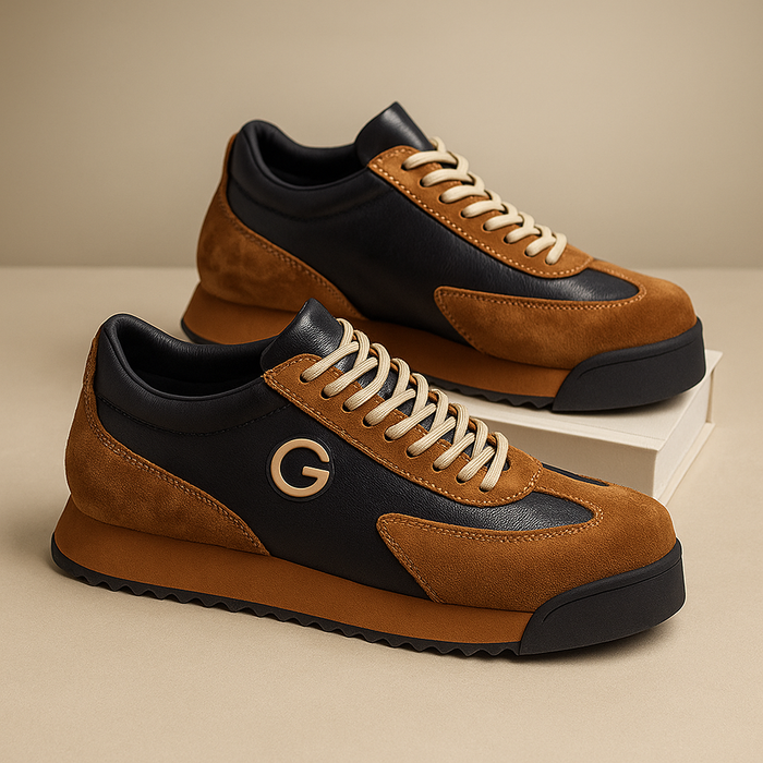 Męskie retro sneakersy z zamszu w kolorze blokowym