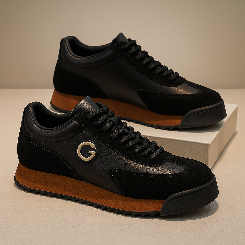 Męskie retro sneakersy z zamszu w kolorze blokowym