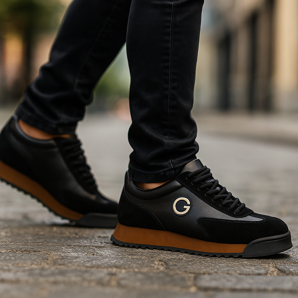 Męskie retro sneakersy z zamszu w kolorze blokowym