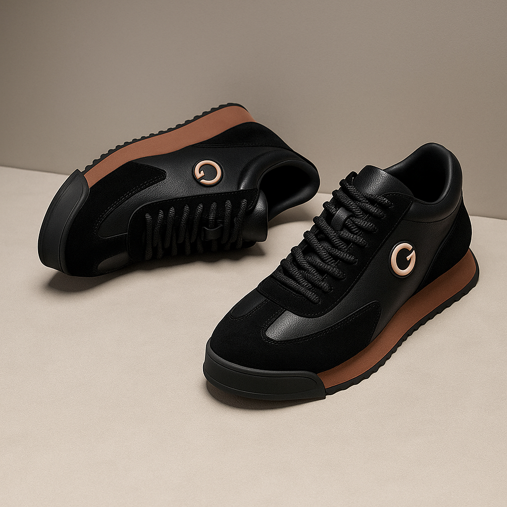 Męskie retro sneakersy z zamszu w kolorze blokowym