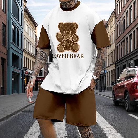Męski zestaw z nadrukowaną, oversize&