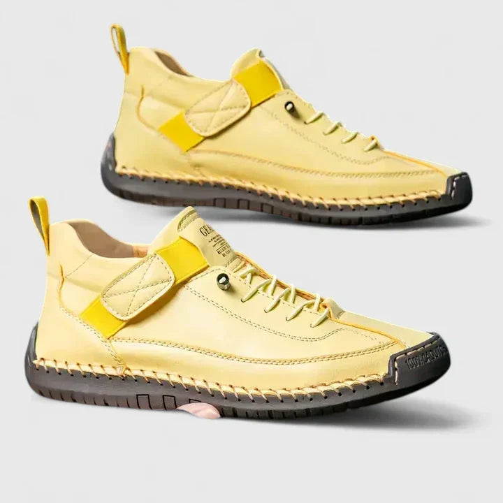 Damskie sneakersy skórzane z rzepem i sznurówkami