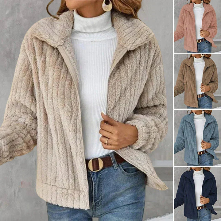 Kobiecą Pluszową Kurtkę Fleece na Zamek – Miękka Warstwa na Jesień i Zimę