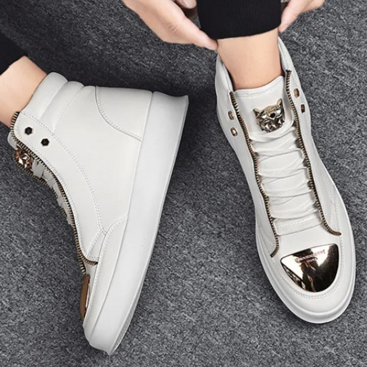 Męskie Sneakersy Wysokie z Metalowym Noskiem, Streetwearowe Trampki