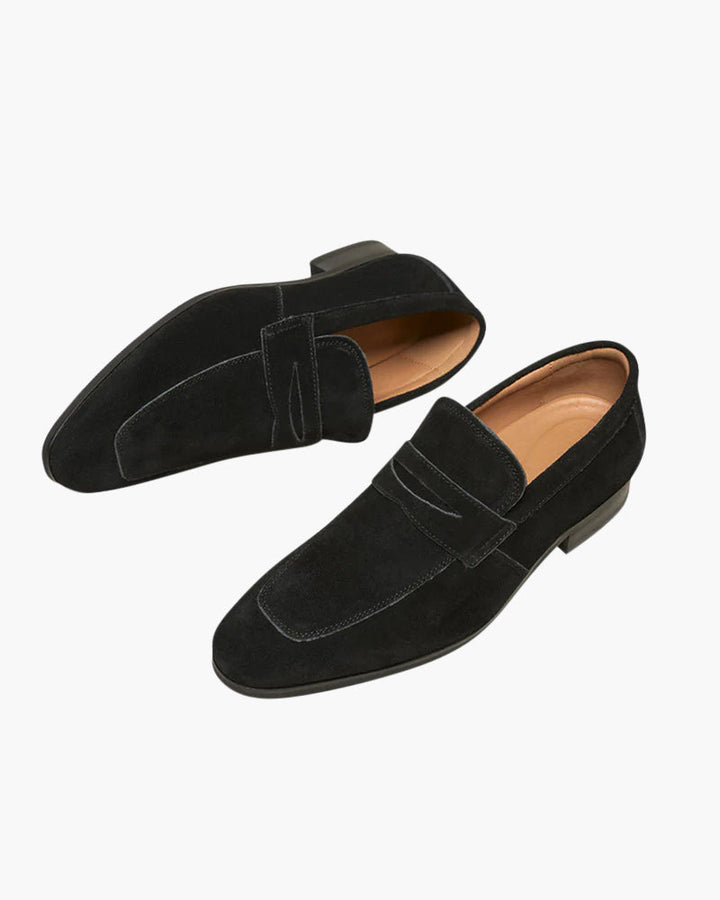 Męskie zamszowe mokasyny penny eleganckie buty o niskim profilu