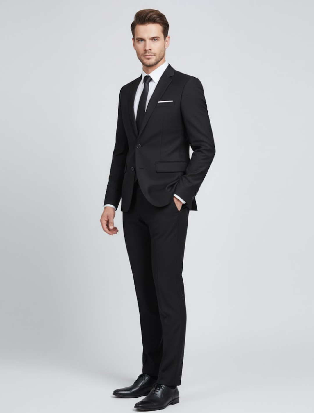 Męski garnitur slim fit w dwóch częściach – nowoczesne krawiectwo na wiosnę i lato do biura oraz na formalne wydarzenia