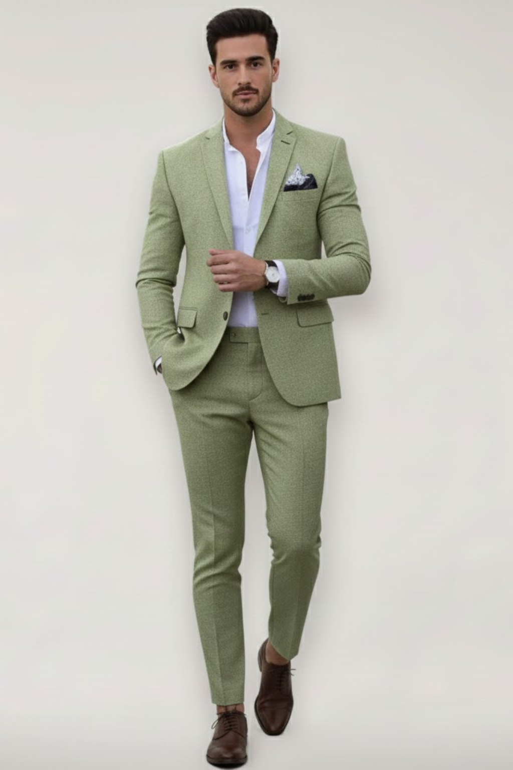 Męski dopasowany garnitur dwuczęściowy – Slim Fit w stylu biznesowym na wiosenne i letnie wydarzenia