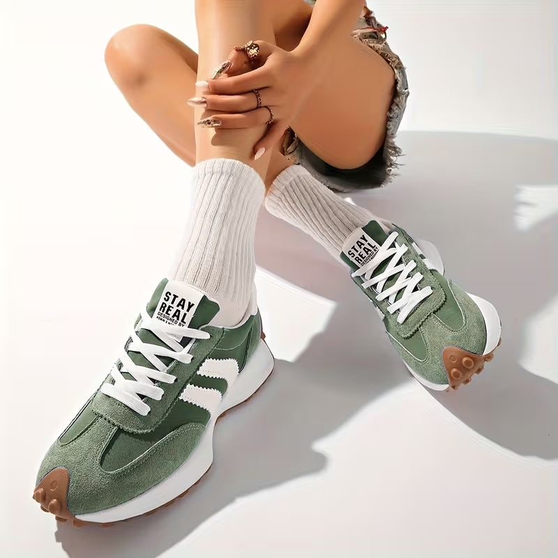 Damskie Retro Platformowe Sneakersy Biegowe Zamszowe Trenerki