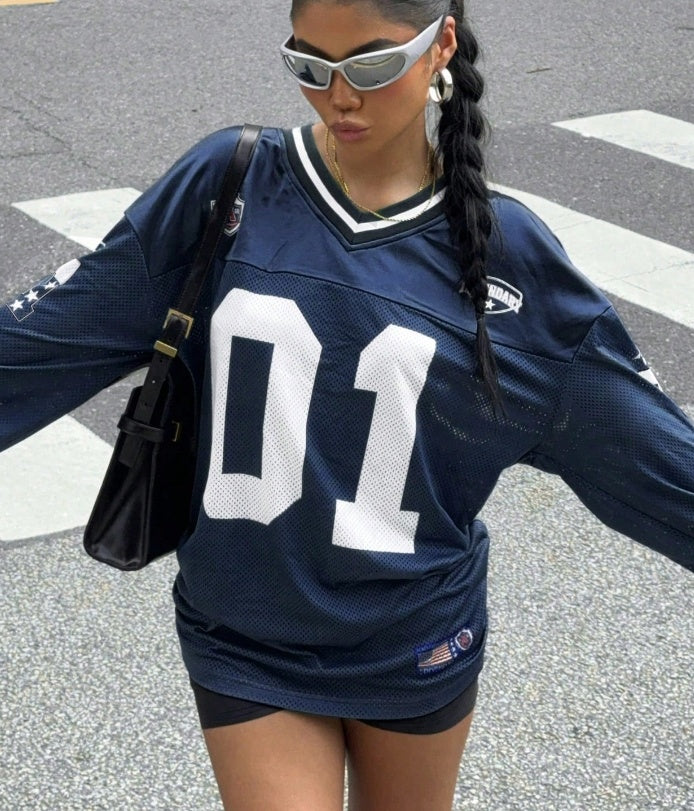 Damska koszulka T-shirt z długim rękawem w stylu streetwear Oversized