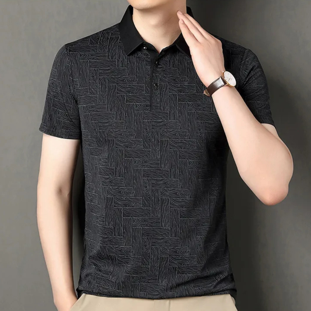 Męska koszulka polo z teksturowanym wzorem dzianiny, krótki rękaw, smart casual