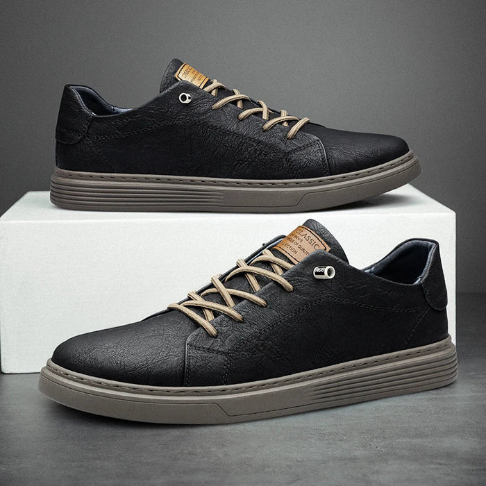 Męskie Minimalistyczne Sneakersy Oxford na Sznurowadła