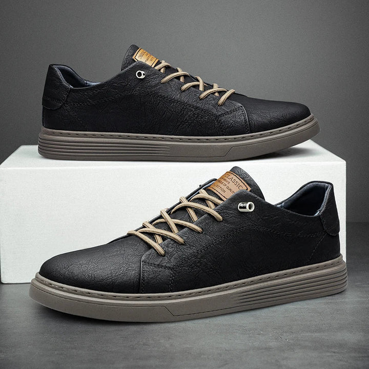 Męskie Minimalistyczne Sneakersy Oxford na Sznurowadła
