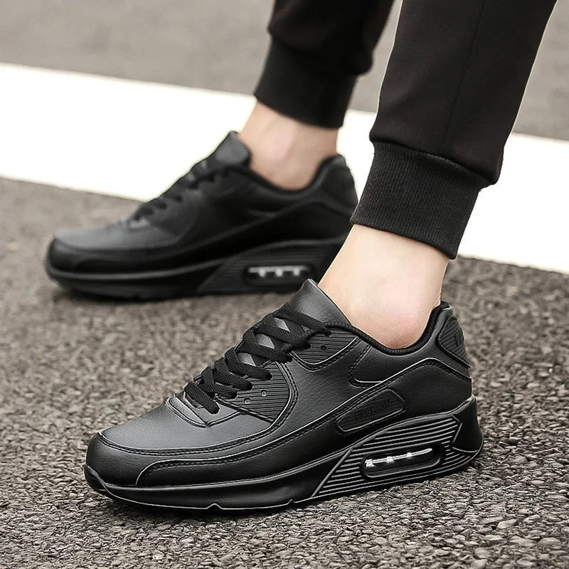 Męskie białe skórzane trampki z amortyzowaną podeszwą codzienne sneakersy uliczne
