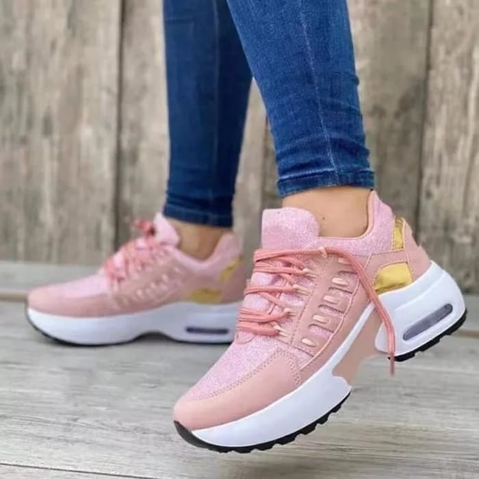 Damskie sneakersy na platformie z wiązaniem i amortyzacją