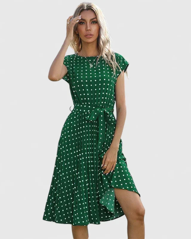 Damska Midi Sukienka w Druk – Flattering Styl na Letnie Dni i Okazje