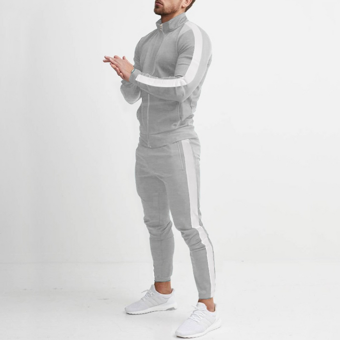 Męski zestaw dresowy Slim Fit – Gładki dres na zamek do aktywnych i codziennych dni
