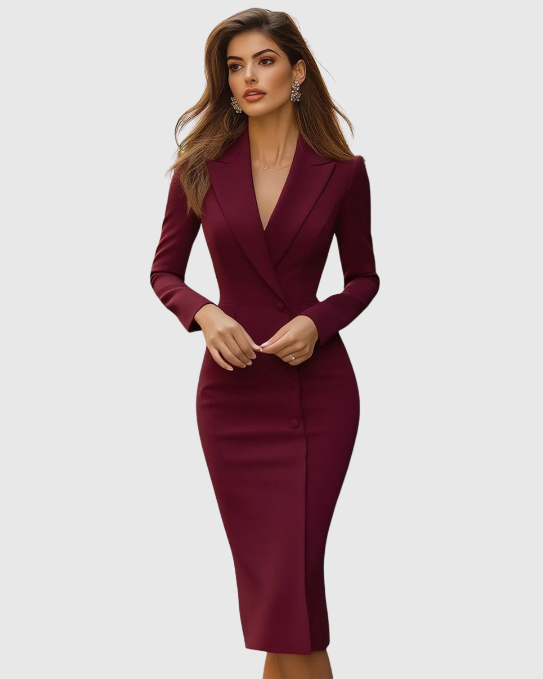 Kobiece Eleganckie Midi Sukienka Marynarkowa na Okazje