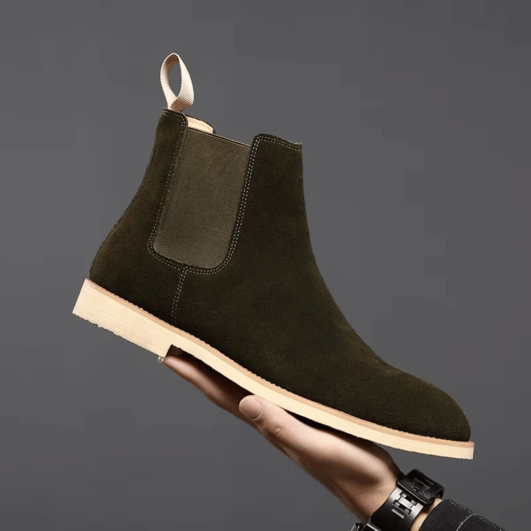 Męskie zamszowe buty klasyczne, wsuwane, w stylu ankle do codziennego i smart-casual