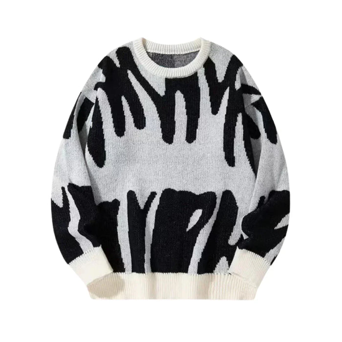Męski Sweter Dzianinowy z Abstrakcyjnym Wzorem