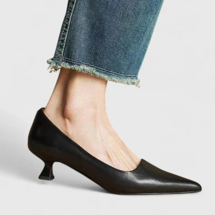 Damskie Czółenka na Niskim Obcasie z Ostro zakończonym Nosem – Eleganckie Buty do Biura i na Wieczór
