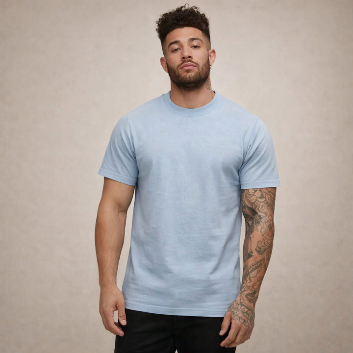 Męska koszulka bawełniana o slim fit z okrągłym dekoltem
