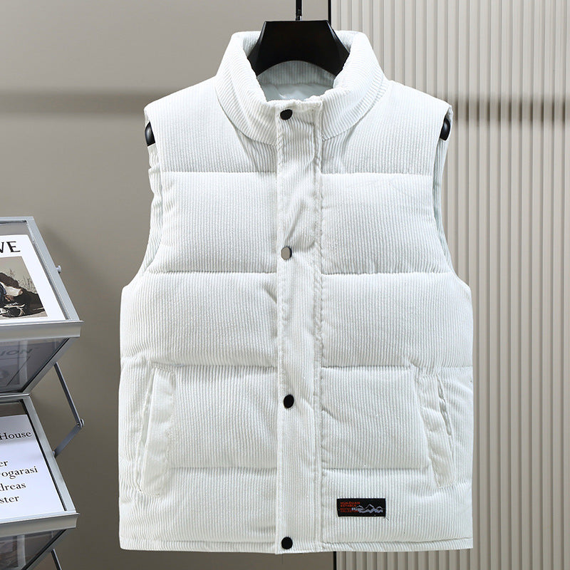 Męska ocieplana kamizelka z korduroy – Wysokokolorowy bodywarmer do warstwowego ubioru na jesień i zimę