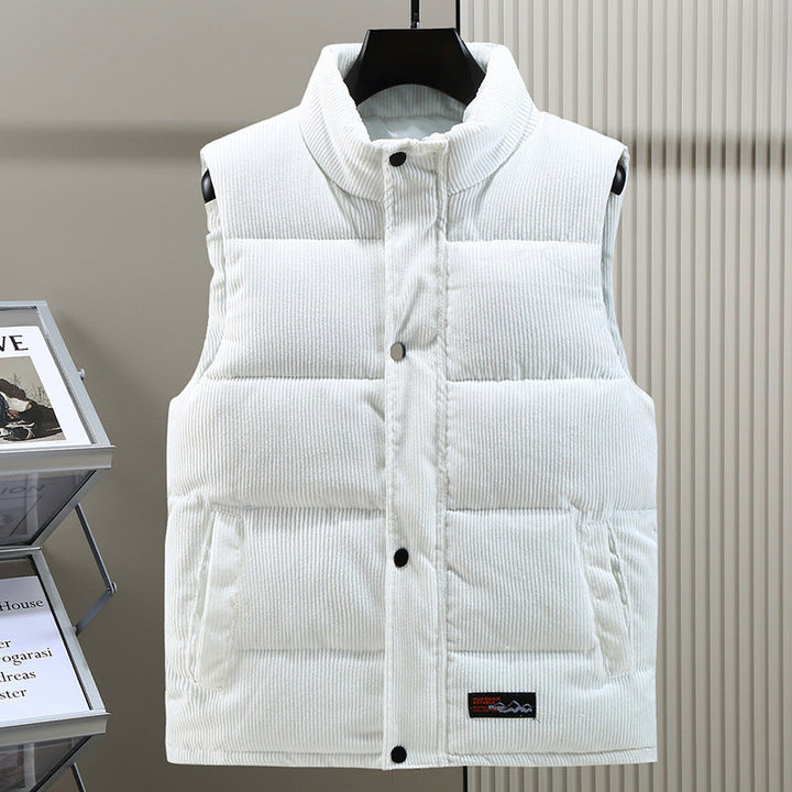 Męska ocieplana kamizelka z korduroy – Wysokokolorowy bodywarmer do warstwowego ubioru na jesień i zimę