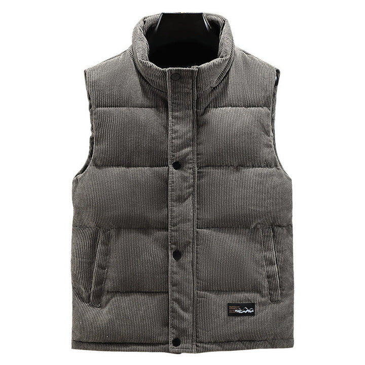 Męska ocieplana kamizelka z korduroy – Wysokokolorowy bodywarmer do warstwowego ubioru na jesień i zimę