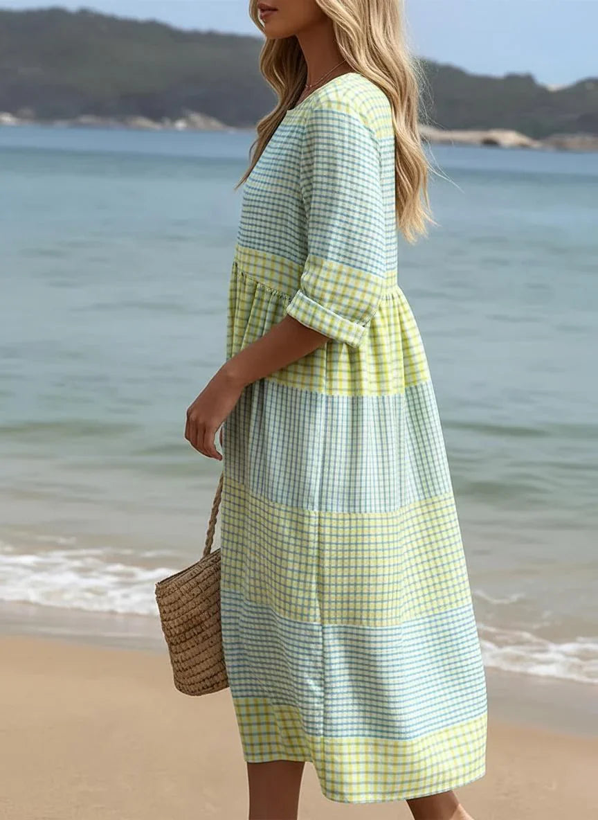 Kobiecą Midi Sukienkę w Print Relaxed Everyday Style