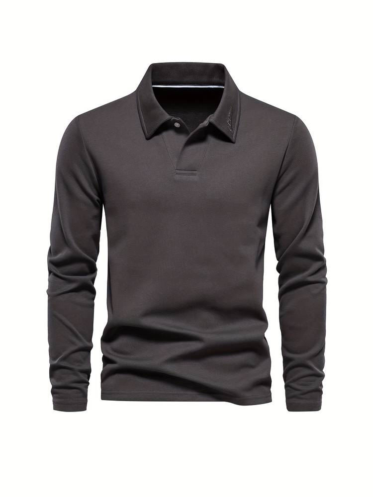 Męska koszulka polo z długim rękawem, miękka, wygodna, nowoczesny krój, codzienna, elegancka odzież na co dzień